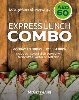 Express Lunch Combo @ JLT - McGettigan's Irish Pub - Live Sports Live Music  & Irish Food